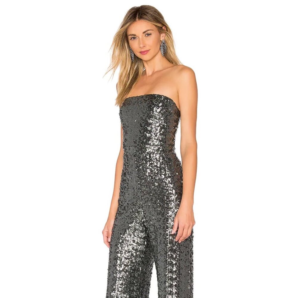 ALEXIS Carleen Gunmetal Sequin Strapless Jumpsuit Women 0 MSRP $800